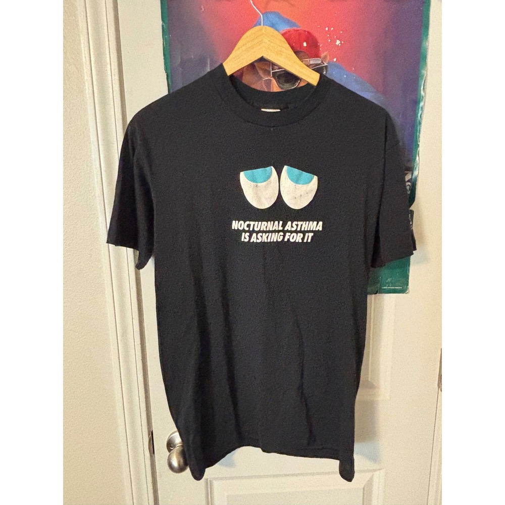 Vintage 80s Nocturnal Asthma Graphic T-Shirt Black Large USA Made